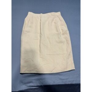 VTG Louis Feraud Yellow Houndstooth Pencil Skirt 8